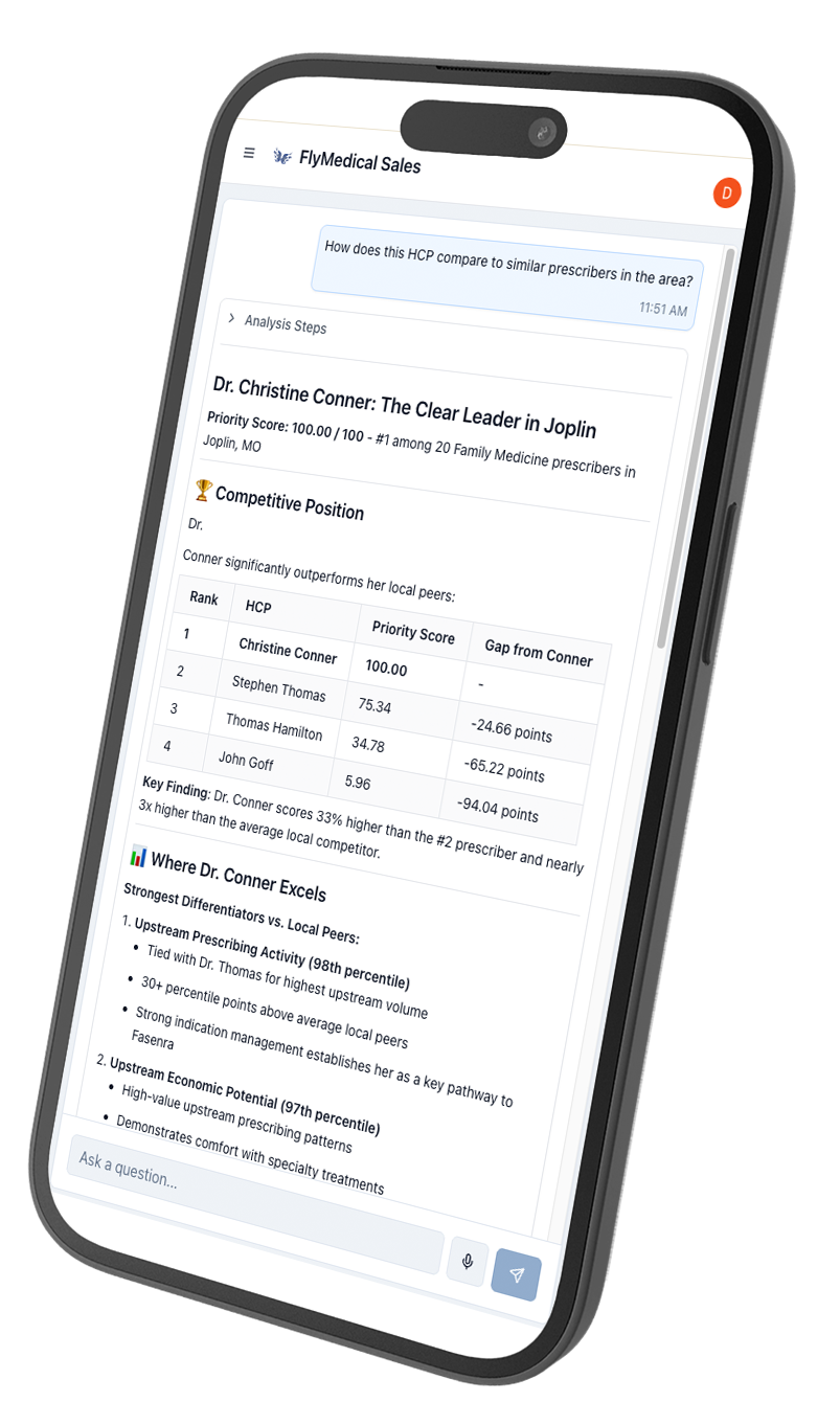 FlyMedical app shown on a mobile phone